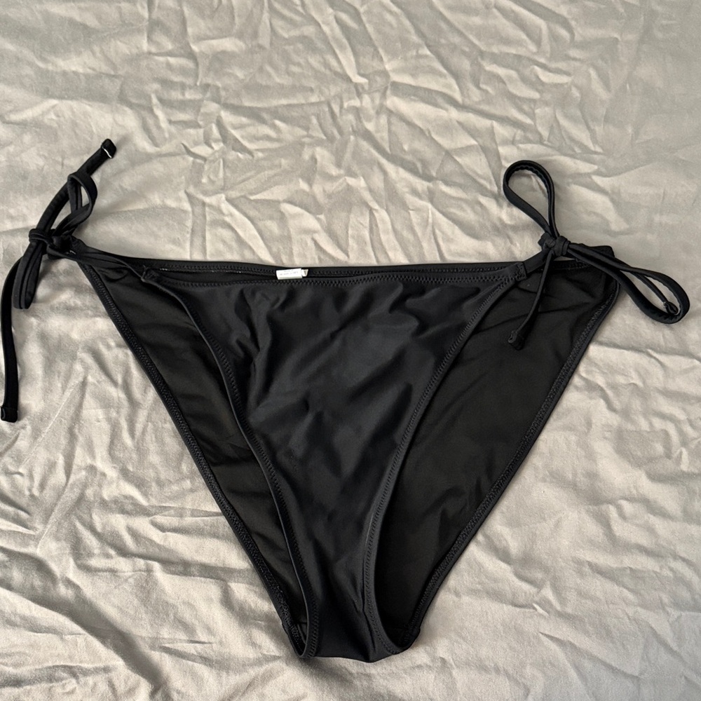 Aerie Black Cheeky Tie-Side Bikini Bottom